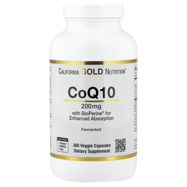 California Gold Nutrition, CoQ10 with BioPerine® Black Pepper Extract, CoQ10 mit BioPerine® Schwarzem-Pfeffer-Extrakt, 360 mg, 360 pflanzliche Kapseln