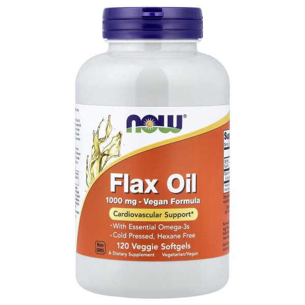 NOW Foods, Flax Oil, Leinöl, 1.000 mg, 120 vegetarische Weichkapseln