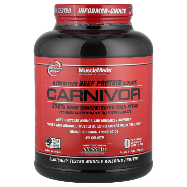 MuscleMeds, Carnivor™, hydrolysiertes Rindfleischproteinisolat, Schokolade, 1.898,4 g (4,19 lbs.)