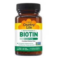 Country Life, Biotin High Potency 5mg, 120 Kapseln