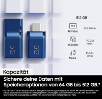 Samsung USB-Stick, USB-C, 512 GB, 400 MB/s Lesen, 110 MB/s Schreiben, OHNE OVP