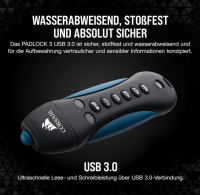 Corsair Flash Padlock 3 64GB Secure verschlüsselter USB-Flash-Laufwerk USB 3.0