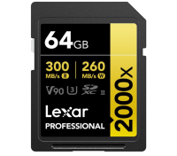 Lexar Professional 2000x SD Karte 64GB, SDXC UHS-II Speicherkarte, OHNE OVP