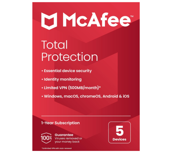 McAfee Total Protection / 5 Geräte / 1 Jahr / CODE PER MAIL