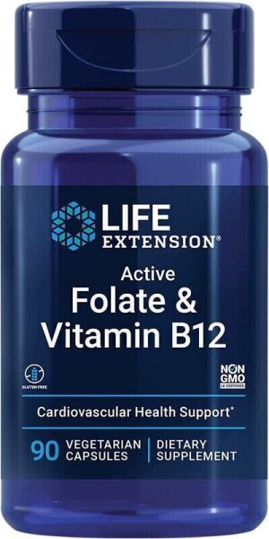 Life Extension, BioActive Folate & Vitamin B12, 90 Veg. Kapseln