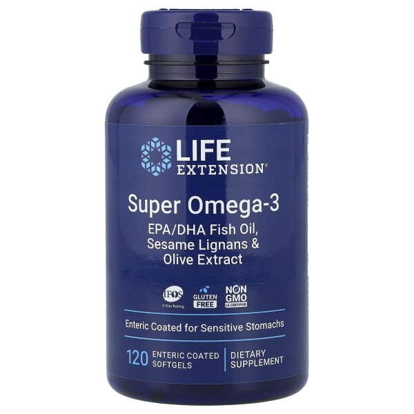 Life Extension, Super Omega-3,Omega-3 als EPA/DHA aus Fisch?l, 120 Kapseln