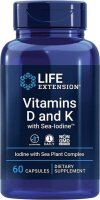 Life Extension, Vitamin D und K mit Meer-Jod, 60 Kapseln