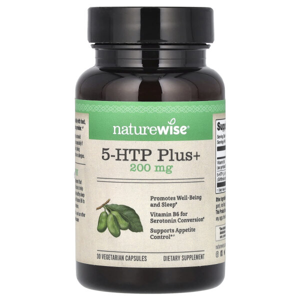 NatureWise, 5-HTP Plus+, 200 mg, 30 vegetarische Kapseln