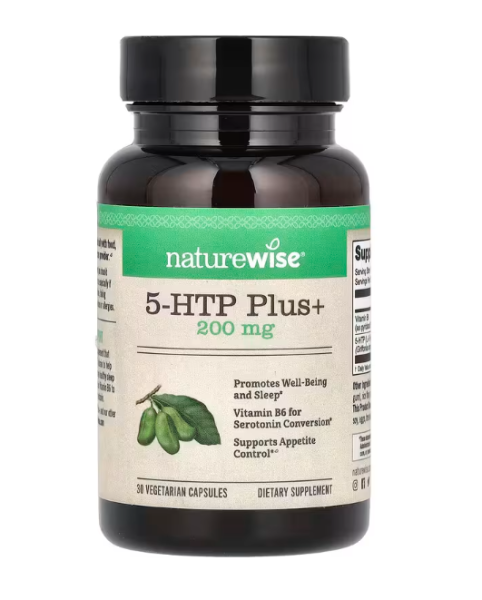 NatureWise, 5-HTP Plus+, 200 mg, 30 vegetarische Kapseln