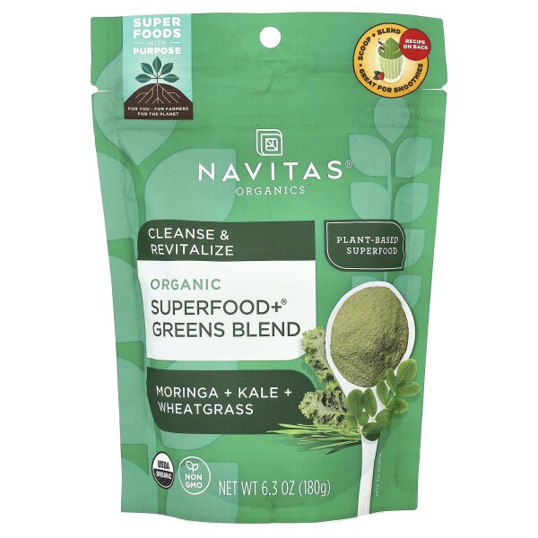 Navitas Organics, Bio-Superfood, Moringa + Gr?nkohl + Weizengras, 180 g
