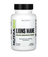 NutraBio, Organic Lions Mane, Bio-L?wenm?hne, 60 Kapseln