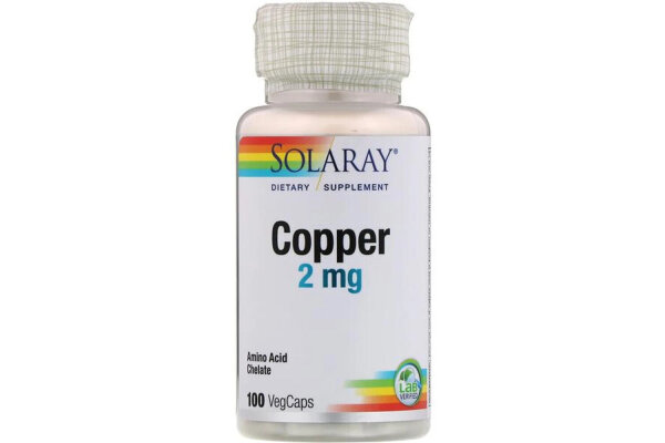 Solaray, Copper, 2 mg, 100 vegetarische Kapseln