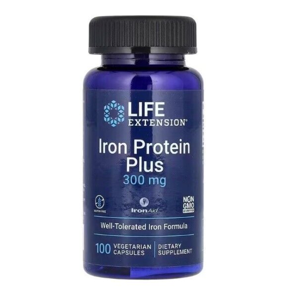 Life Extension, Iron Protein Plus, Eisenprotein, 300 mg, 100 pflanzliche Kapseln