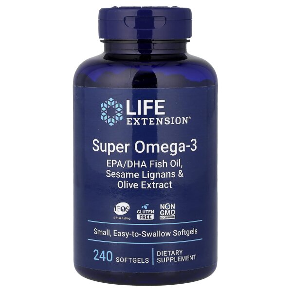 Life Extension, Super Omega-3, Sesamlignan + Olivenextrakt 240 Softgels