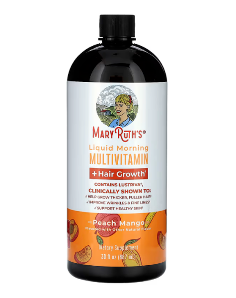 MaryRuths,Fl?ssiger Morgen Multivitamin + Haarwachstum, Pfirsich-Mango, 887 ml