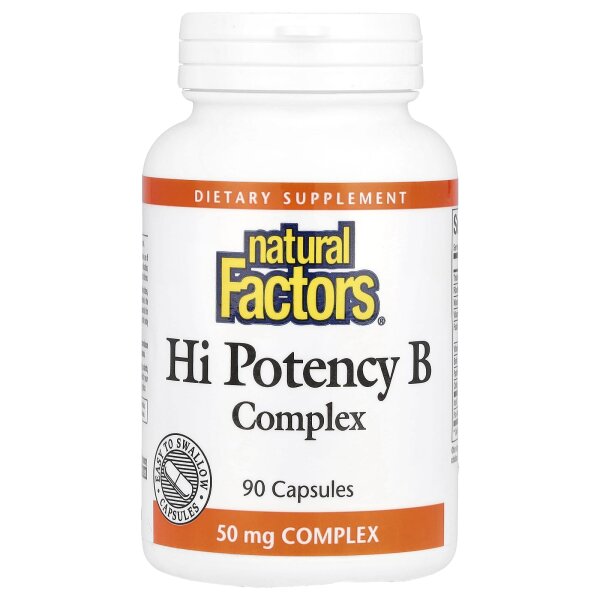 Natural Factors, Hi Potency B Complex, hochwirksamer B-Komplex, 90 Kapseln