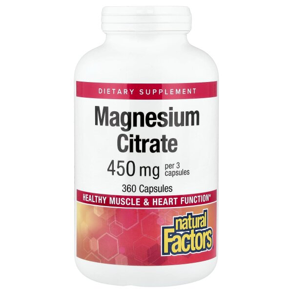 Natural Factors, Magnesium Citrate, Magnesiumcitrat, 150 mg, 360 Kapseln
