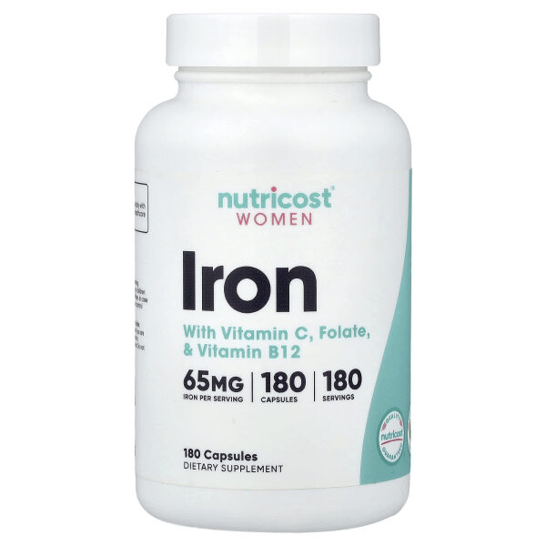 Nutricost, Frauen, Eisen, mit Vitamin C, Folat und Vitamin B12, 180 Kapseln