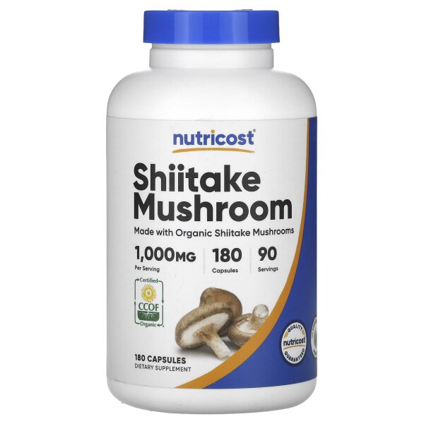 Nutricost, Shiitake Mushroom, Shiitake-Pilz, 1.000 mg, 180 Kapseln