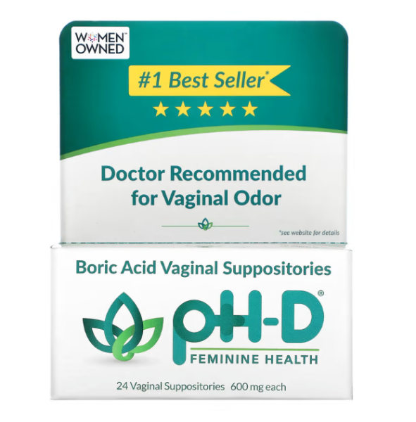 pH-D Feminine Health, Bors?ure-Vaginalz?pfchen, 600 mg, 24 Vaginalz?pfchen