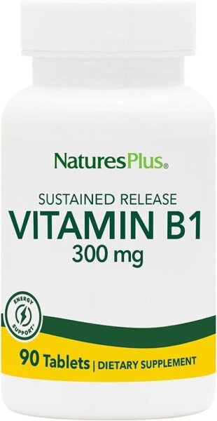 Natures Plus Vitamin B1 (Thiamin HCI) - 300 mg, 90 vegetarische Tabletten