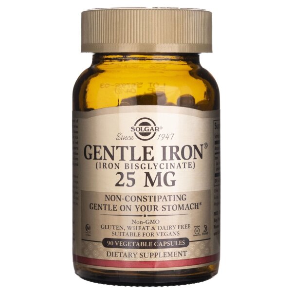 Solgar, Gentle Iron, 25 mg, 90 pflanzliche Kapseln