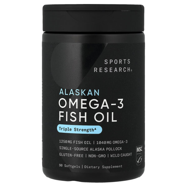 Sports Research, Omega-3, dreifache Wirkstärke, 1.250 mg Fischöl, 90 Kapseln