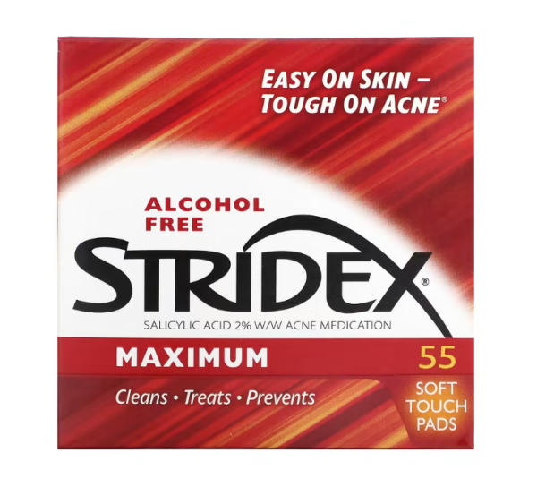 Stridex, Maximum, alkoholfrei, 55 weiche Pads