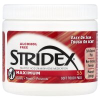 Stridex, Maximum, alkoholfrei, 55 weiche Pads