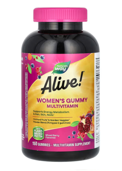 Natures Way, Alive! Womens Gummy Multivitamin, Beerenmischung, 150 Fruchtgummi