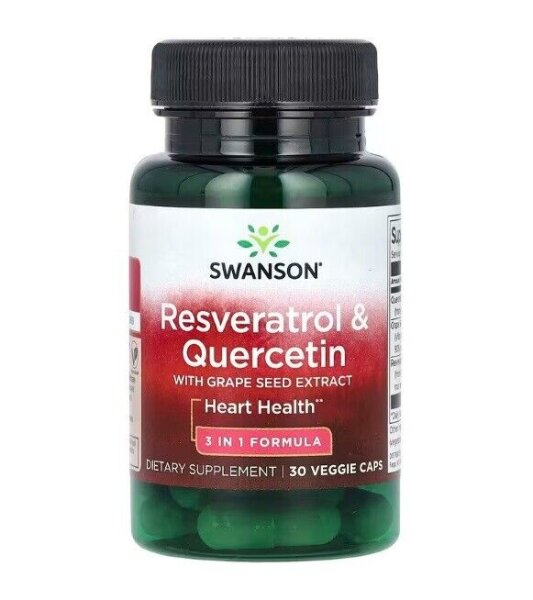 Swanson, Resveratrol und Quercetin mit Traubenkernextrakt, 30 Kapseln
