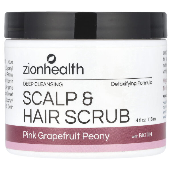 Zion Health, Kopfhaut+Haarpeeling mit Biotin, Pink Grapefruit+fingstrose, 113 g
