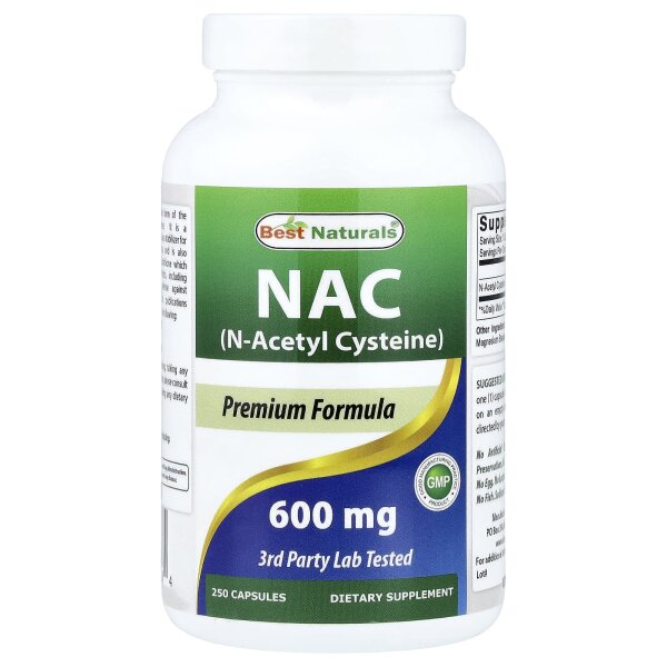 Best Naturals, NAC, N-Acetylcystein, 600 mg, 250 Kapseln
