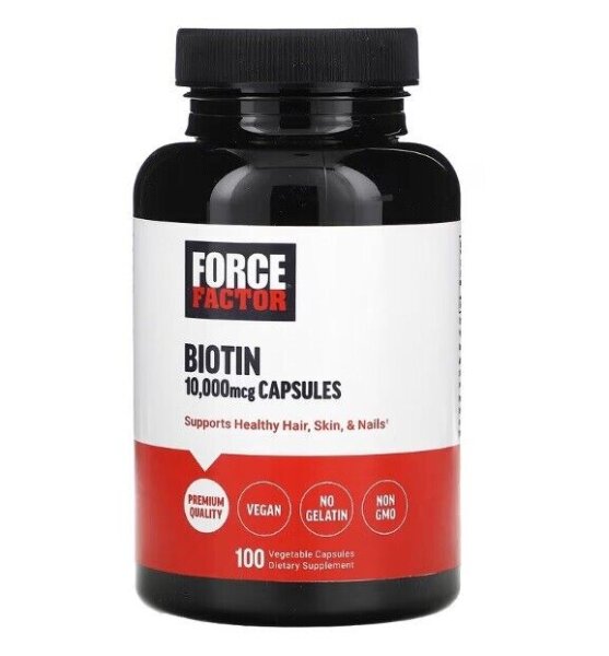 Force Factor, Biotin, 10.000 mcg, 100 pflanzliche Kapseln