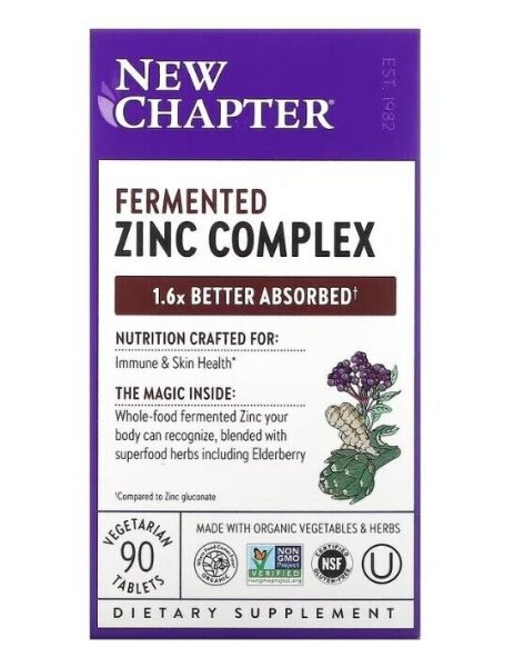 New Chapter, Fermentierter Zink-Komplex, 90 pflanzliche Tabletten