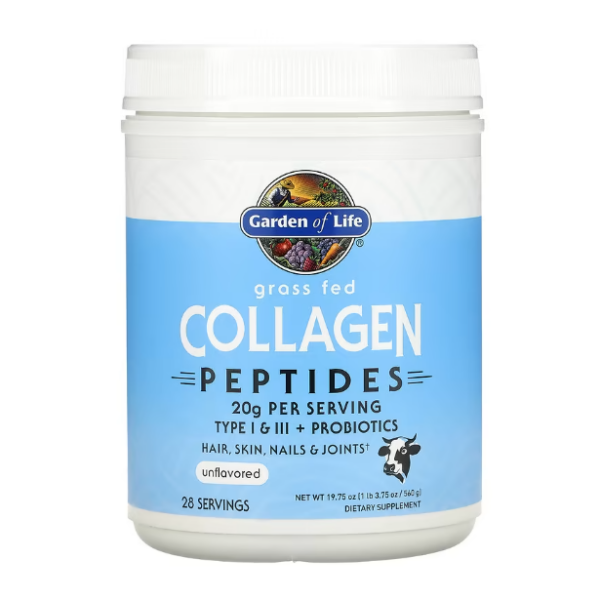 Garden of Life, Grass Fed Collagen Peptides, Unflavored, Kollagenpeptide von grasgef?tterten K?hen, geschmacksneutral, 560 g (19,75 oz.)