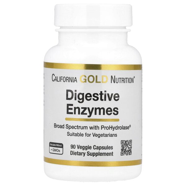 California Gold Nutrition, Digestive Enzymes, Verdauungsenzyme, Breitbandspektrum, 90 pflanzliche Kapseln