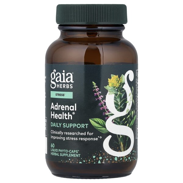 Gaia Herbs, Tägliche Unterstützung für die Nebennieren, 60 vegane, mit Flüssigkeit gefüllte Phyto-Kapseln