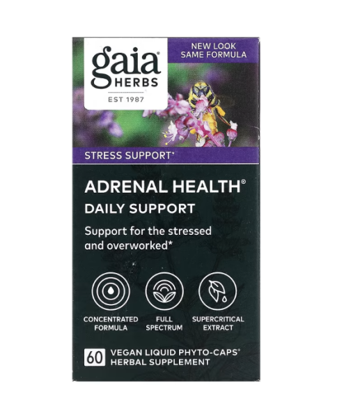 Gaia Herbs, Tägliche Unterstützung für die Nebennieren, 60 vegane, mit Flüssigkeit gefüllte Phyto-Kapseln