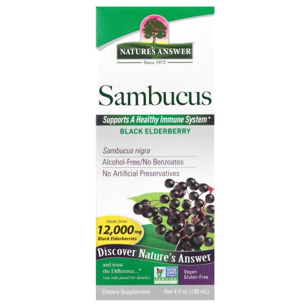 Natures Answer, Sambucus, Black ElderBerry, Schwarzer Holunder, 12.000 mg, 120 ml