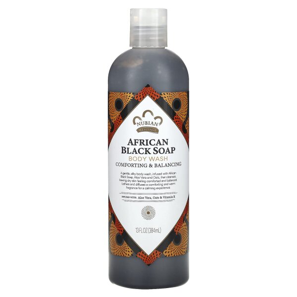 Nubian Heritage, African Black Soap, Duschgel, afrikanische schwarze Seife, 384 ml