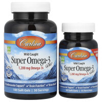 Carlson Labs Norwegian Super Omega-3 Gems, 1200 mg - 100 + 30 softgels
