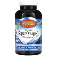 Carlson, Wild Caught Super Omega-3 Gems, Fischöl-Konzentrat aus Wildfang mit Super Omega-3, 1.200 mg, 180 Weichkapseln (600 mg pro Weichkapsel)