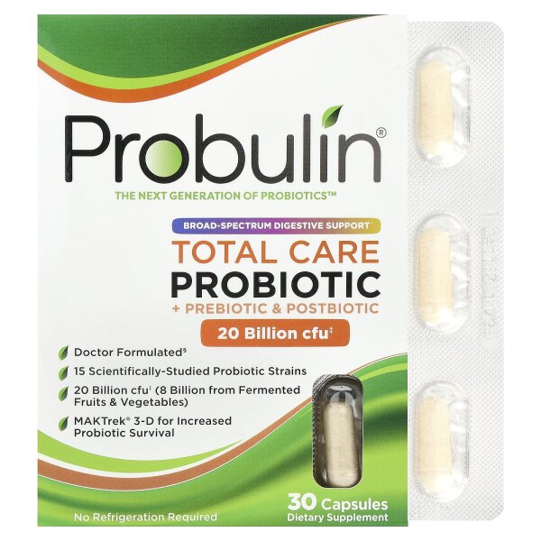 Probulin, Total Care Probiotic, 20 Milliarden KBE, 30 Kapseln