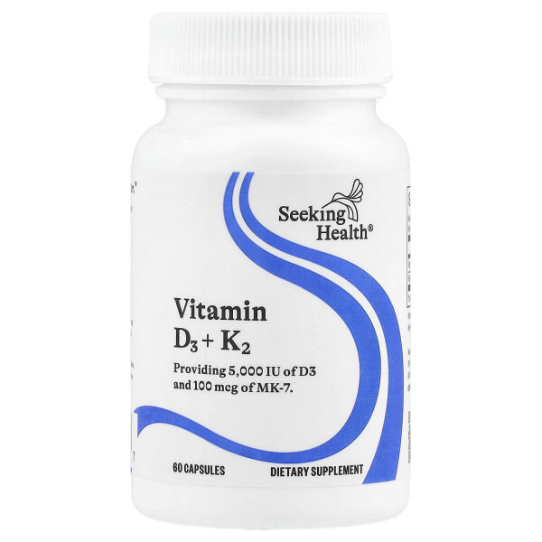 Seeking Health, Vitamin D3 + K2, 60 vegetarische Kapseln