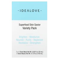 Idealove, Superfood Skin Savior Variety Pack, verschiedene mit Superfoods angereicherte Gesichtsmasken, 7 Beauty-Tuchmasken, je 20 ml