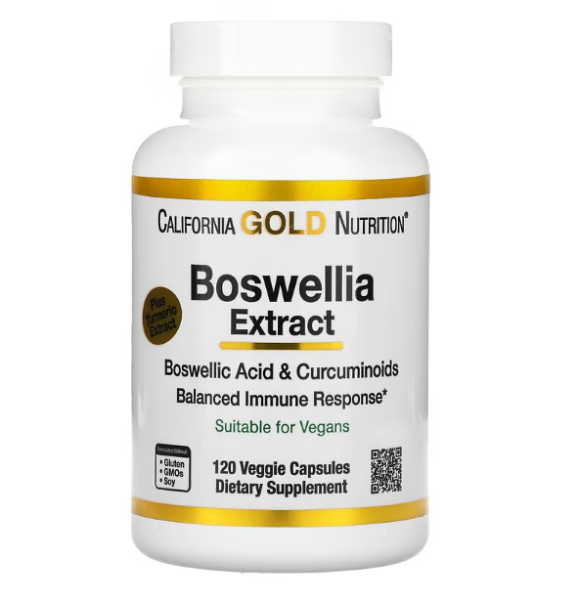 California Gold Nutrition, Boswellia Extract, Plus Turmeric Extract, Weihrauchextrakt mit Kurkumaextrakt, 500 mg, 120 pflanzliche Kapseln
