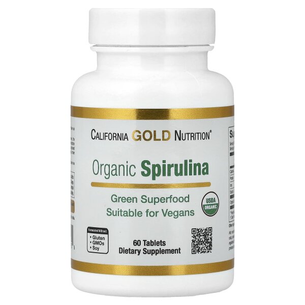 California Gold Nutrition, Organic Spirulina, Bio-Spirulina, 1.500 mg, 60 Tabletten