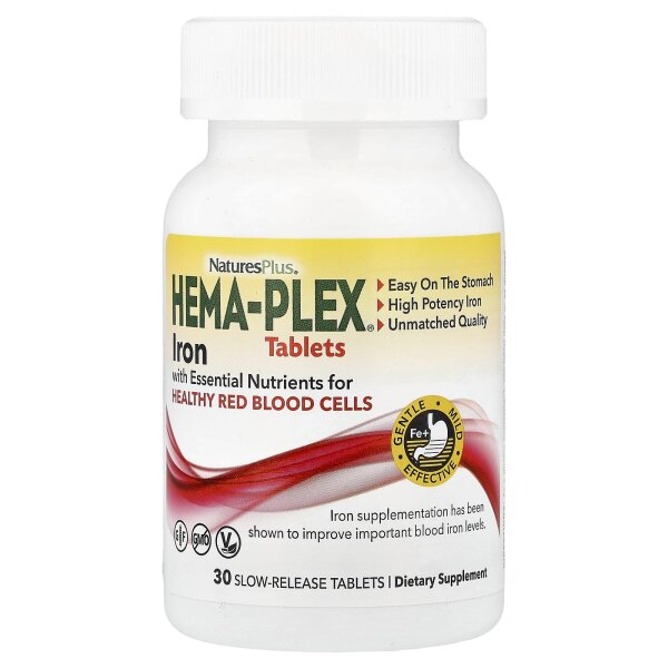 NaturesPlus, Hema-Plex, Eisen mit essenziellen N?hrstoffen f?r gesunde rote Blutk?rperchen, 30 Tabletten