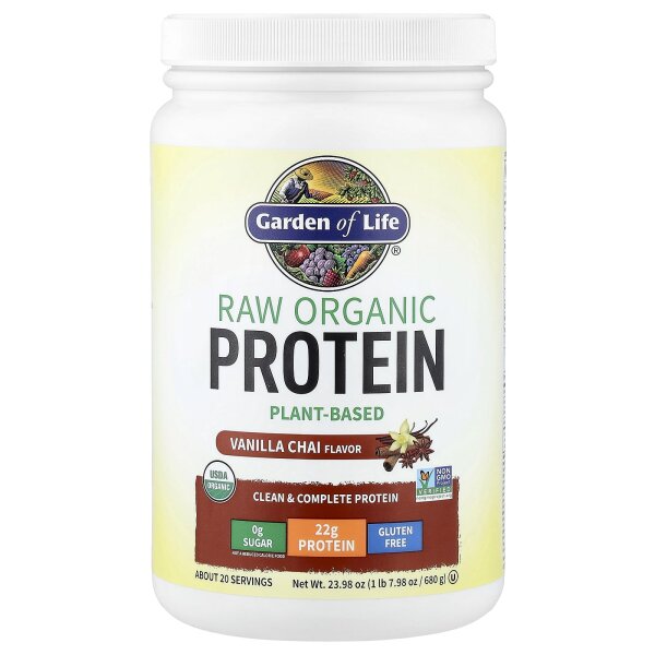 Garden of Life, RAW Organic Protein, Plant Based, Vanilla Chai, Bio-Protein, auf Pflanzenbasis, Vanille-Chai, 680 g